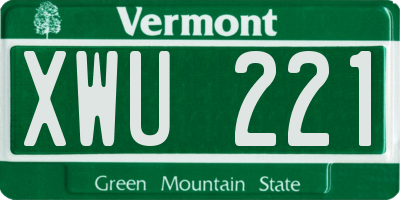 VT license plate XWU221