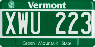 VT license plate XWU223