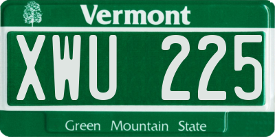 VT license plate XWU225