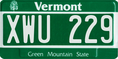 VT license plate XWU229