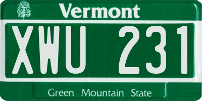 VT license plate XWU231