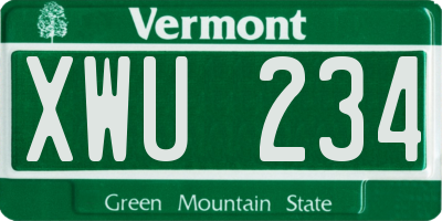 VT license plate XWU234