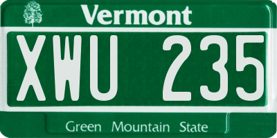 VT license plate XWU235