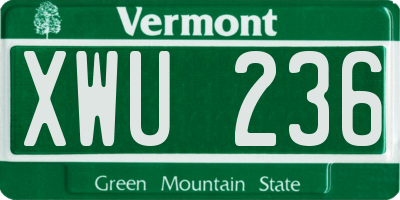VT license plate XWU236