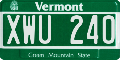 VT license plate XWU240