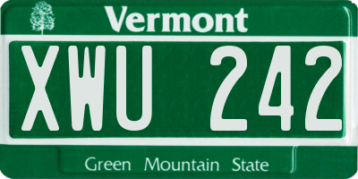 VT license plate XWU242
