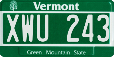 VT license plate XWU243