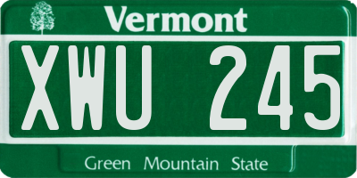 VT license plate XWU245