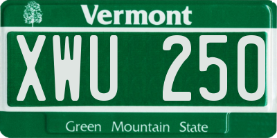 VT license plate XWU250