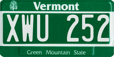 VT license plate XWU252