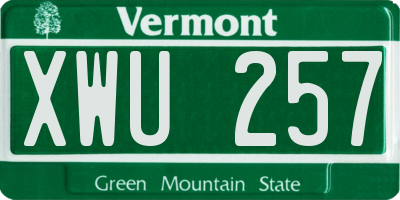 VT license plate XWU257