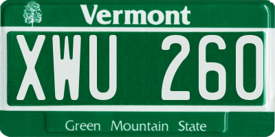 VT license plate XWU260