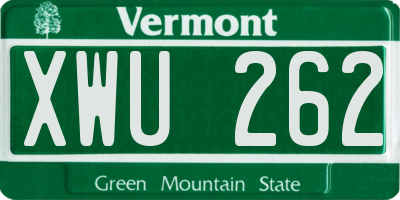 VT license plate XWU262