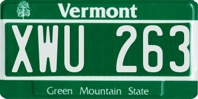 VT license plate XWU263