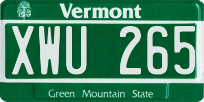 VT license plate XWU265