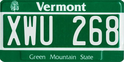 VT license plate XWU268