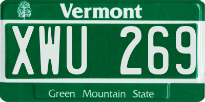 VT license plate XWU269