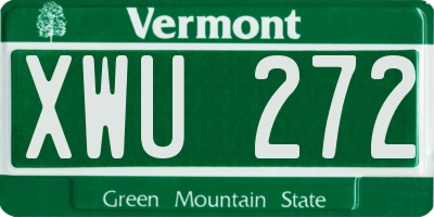 VT license plate XWU272