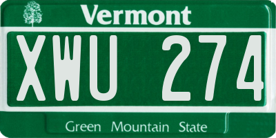 VT license plate XWU274