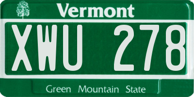 VT license plate XWU278