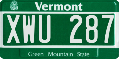 VT license plate XWU287
