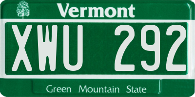 VT license plate XWU292