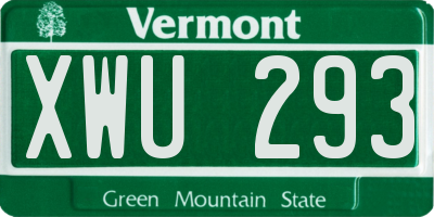VT license plate XWU293