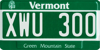 VT license plate XWU300