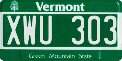 VT license plate XWU303