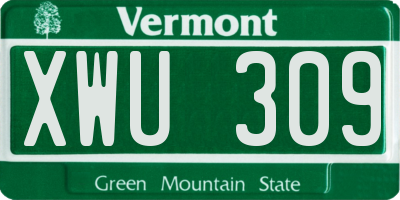 VT license plate XWU309