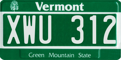VT license plate XWU312