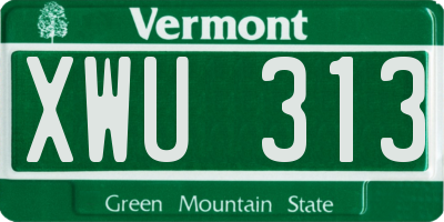 VT license plate XWU313