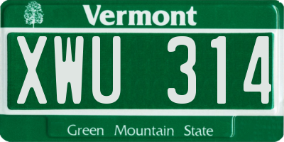 VT license plate XWU314