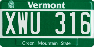 VT license plate XWU316