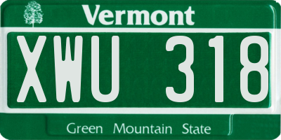 VT license plate XWU318