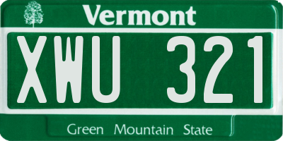 VT license plate XWU321