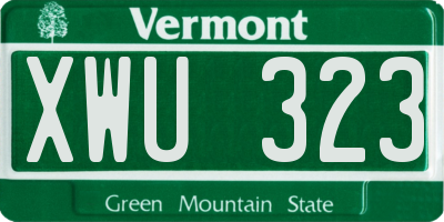 VT license plate XWU323