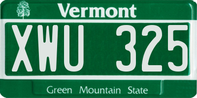 VT license plate XWU325