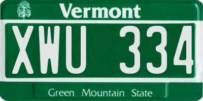 VT license plate XWU334