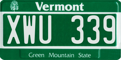 VT license plate XWU339