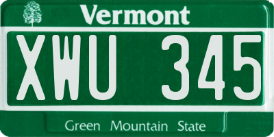 VT license plate XWU345