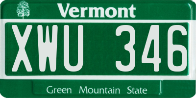 VT license plate XWU346