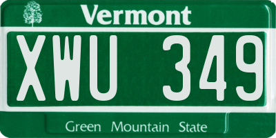 VT license plate XWU349