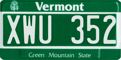 VT license plate XWU352