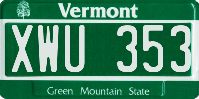 VT license plate XWU353