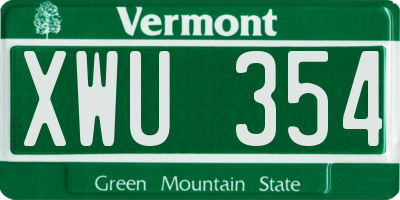 VT license plate XWU354