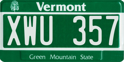 VT license plate XWU357