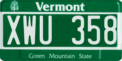 VT license plate XWU358