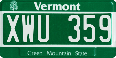 VT license plate XWU359