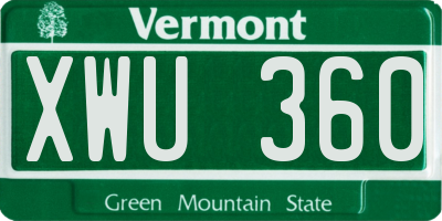 VT license plate XWU360